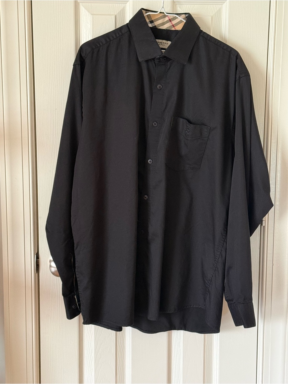 Burberry London Men’s 3XL Black Slim Fit Nova Check Long Sleeve Shirt